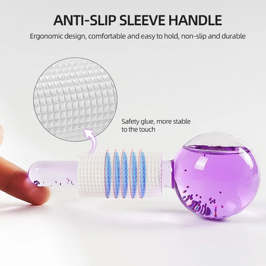 Close-up of glass ice globes for cold and warm therapy