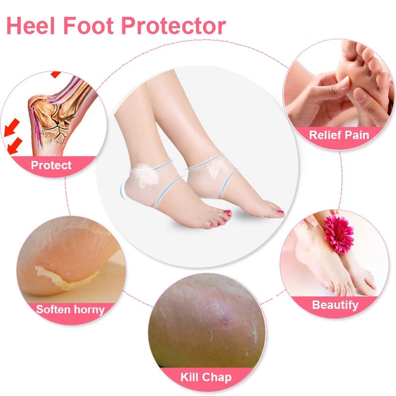 Before and after result of using silicone heel socks