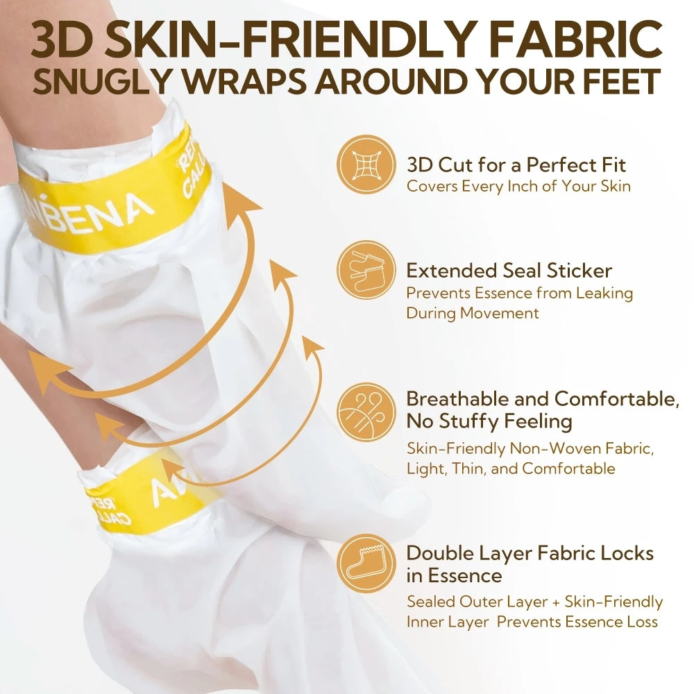 Before and after results of exfoliating foot mask