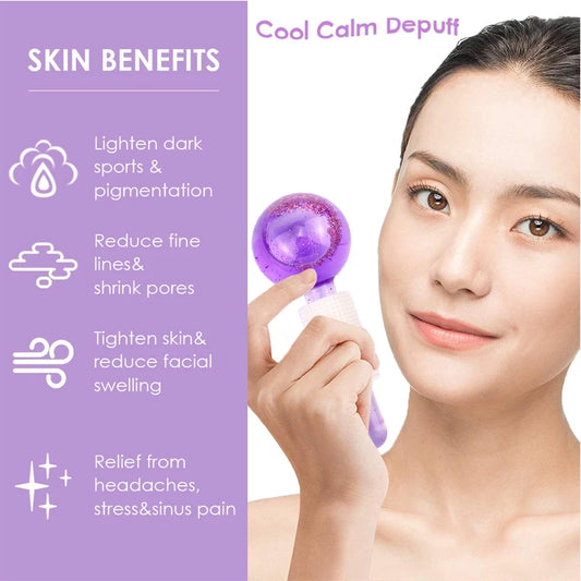 Cold and hot ice globes face roller used for facial massage