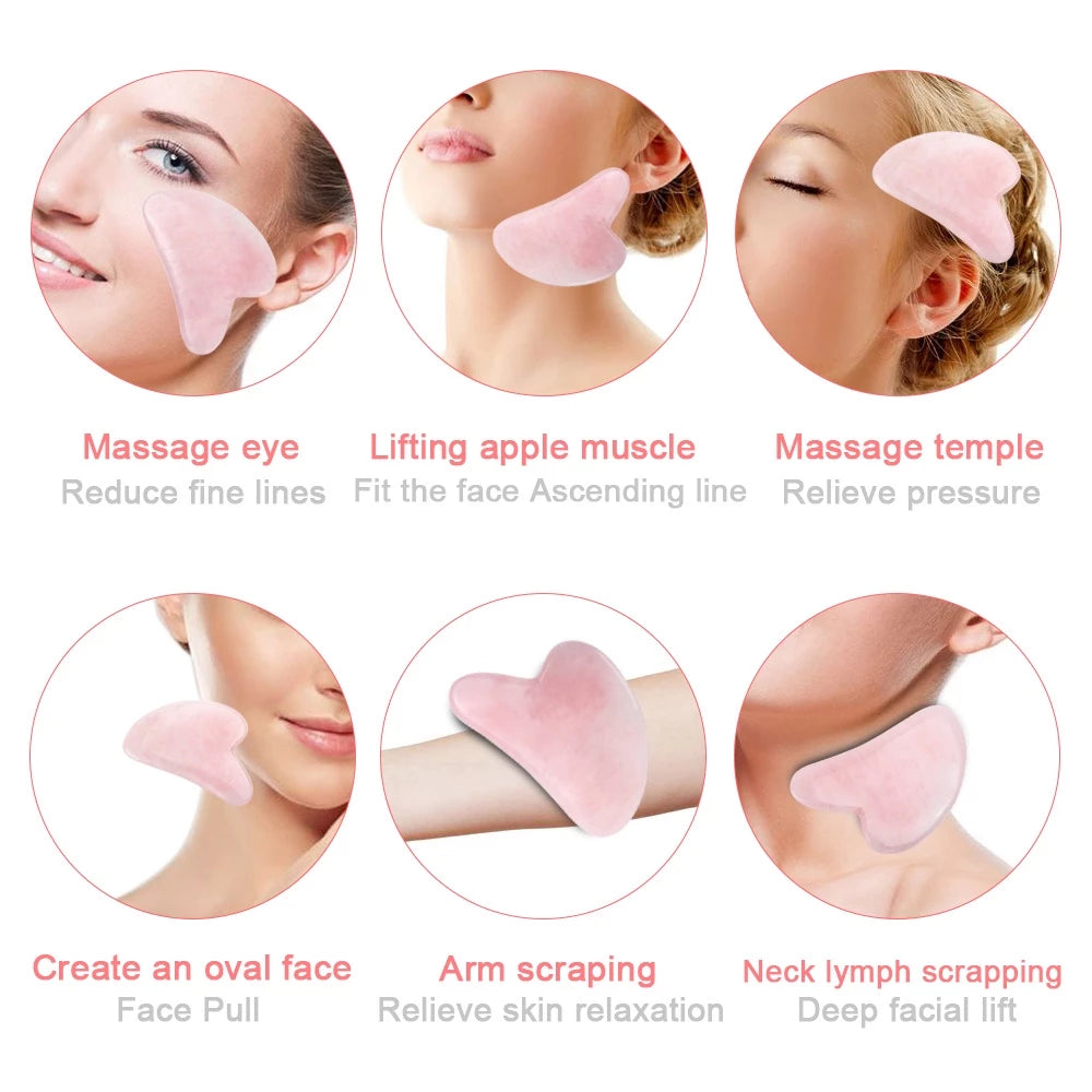 Gua sha beauty tool paired with facial oil for skincare absorption