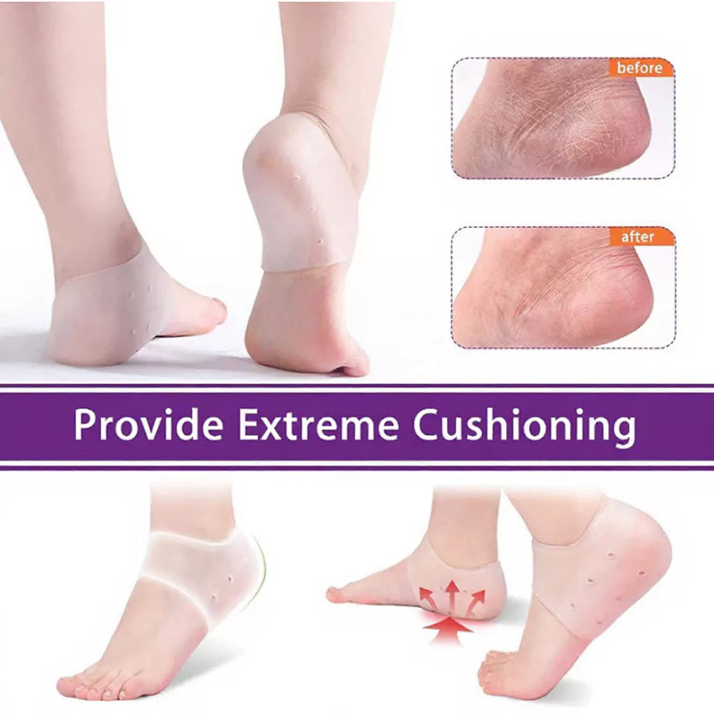 Reusable silicone heel socks for daily foot care routine